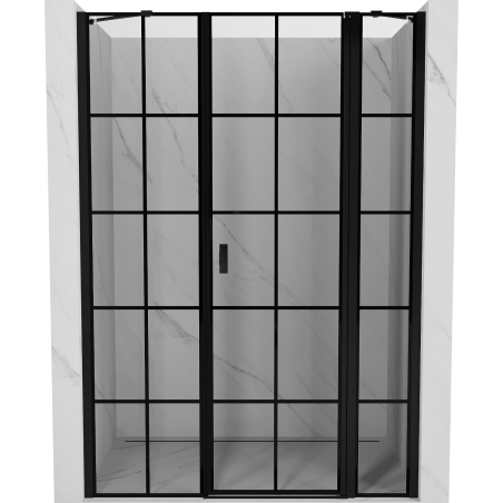 Mexen Mist врати за душ открити десни 150 cm, черна решетка, черни - 8A4-150-001-70-77-P
