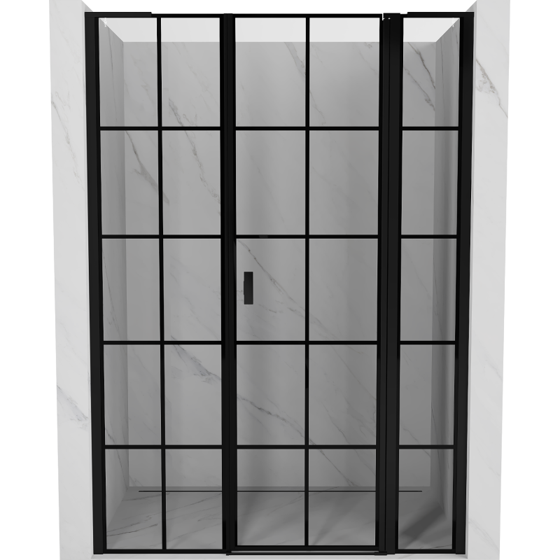 Mexen Mist L врати за душ завъртащи се десни 155 см, черна решетка, черни - 8A4L-155-001-70-77-P