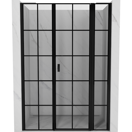 Mexen Mist L врати за душ завъртащи се десни 155 см, черна решетка, черни - 8A4L-155-001-70-77-P