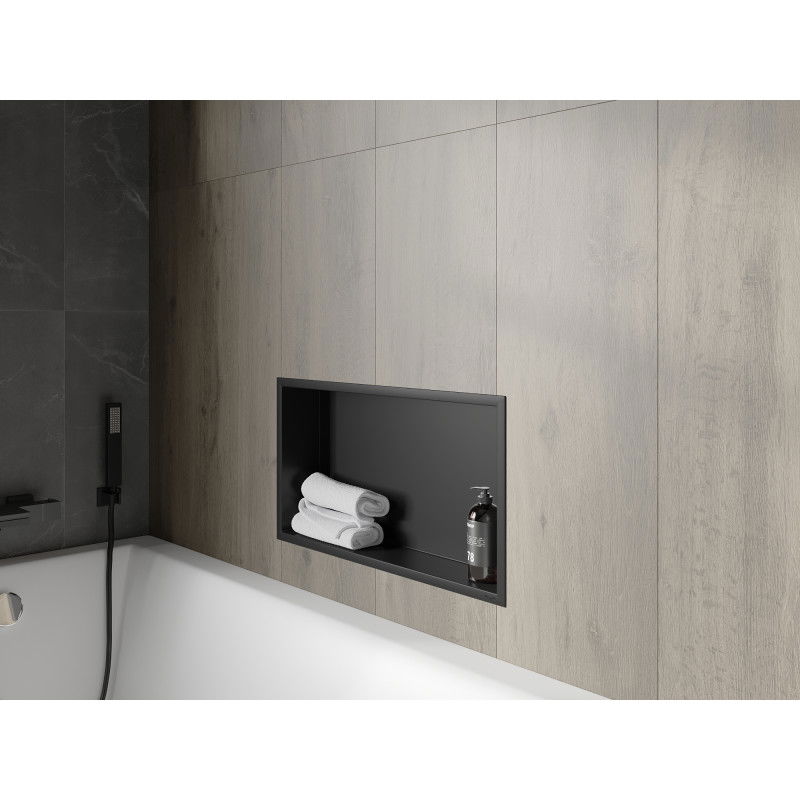 Mexen X-Wall-R вградена полица с фланец 60 x 30 см, черна - 1970603010