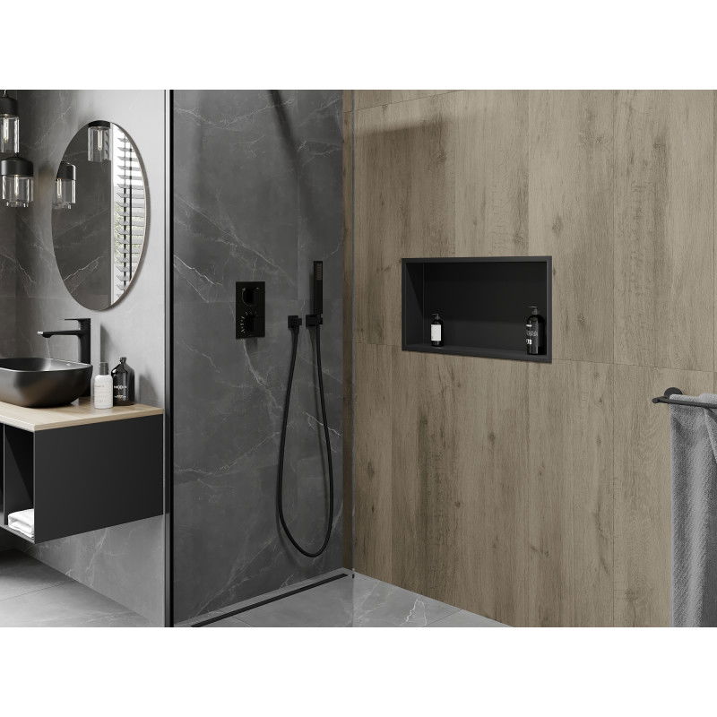 Mexen X-Wall-R вградена полица с фланец 60 x 30 см, черна - 1970603010