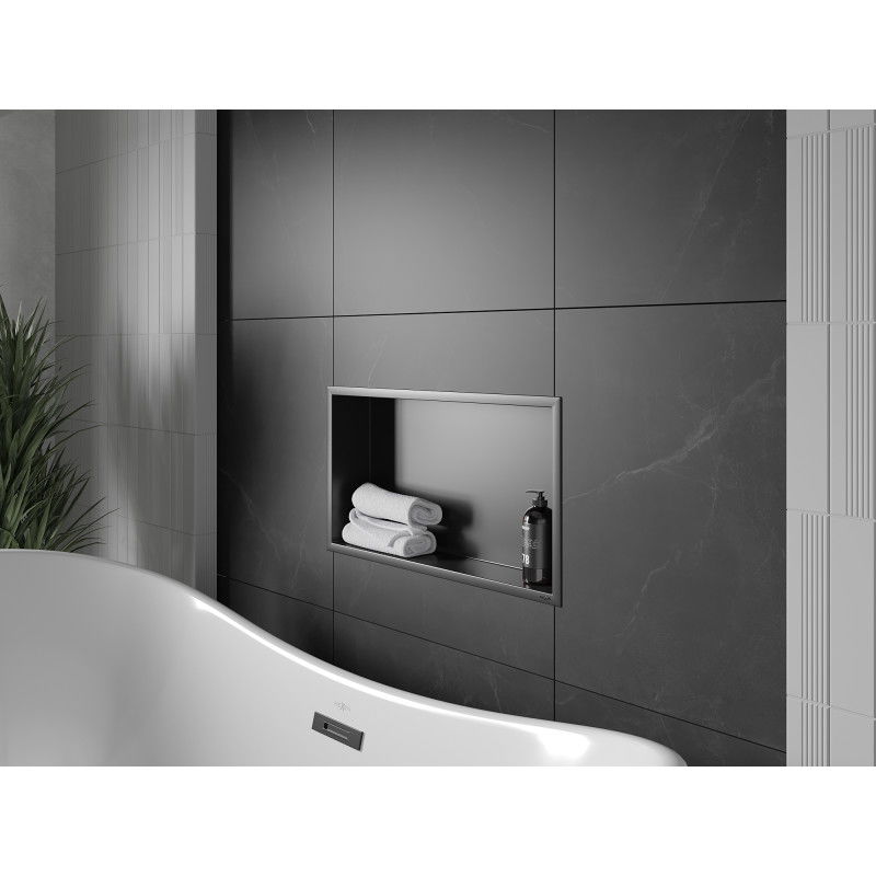 Mexen X-Wall-R вградена полица с фланец 60 x 30 см, черна - 1970603010