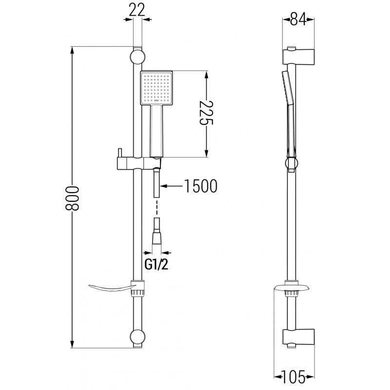 Mexen DF45 плъзгащ се душ комплект, хром - 785454582-00
