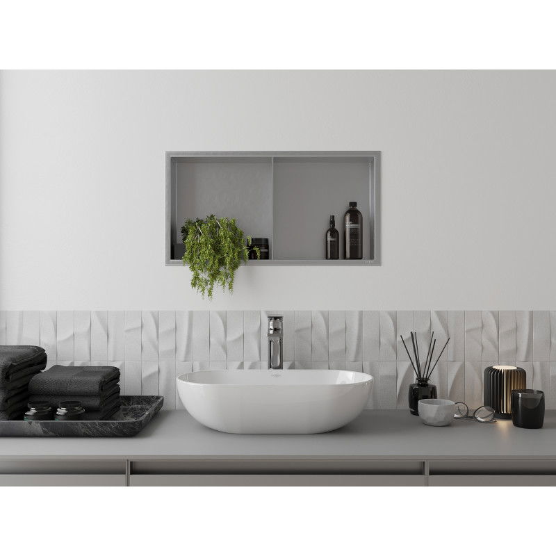 Mexen X-Wall-R вградена полица с борд и полица 60 x 30 см, инокс - 1910603010S