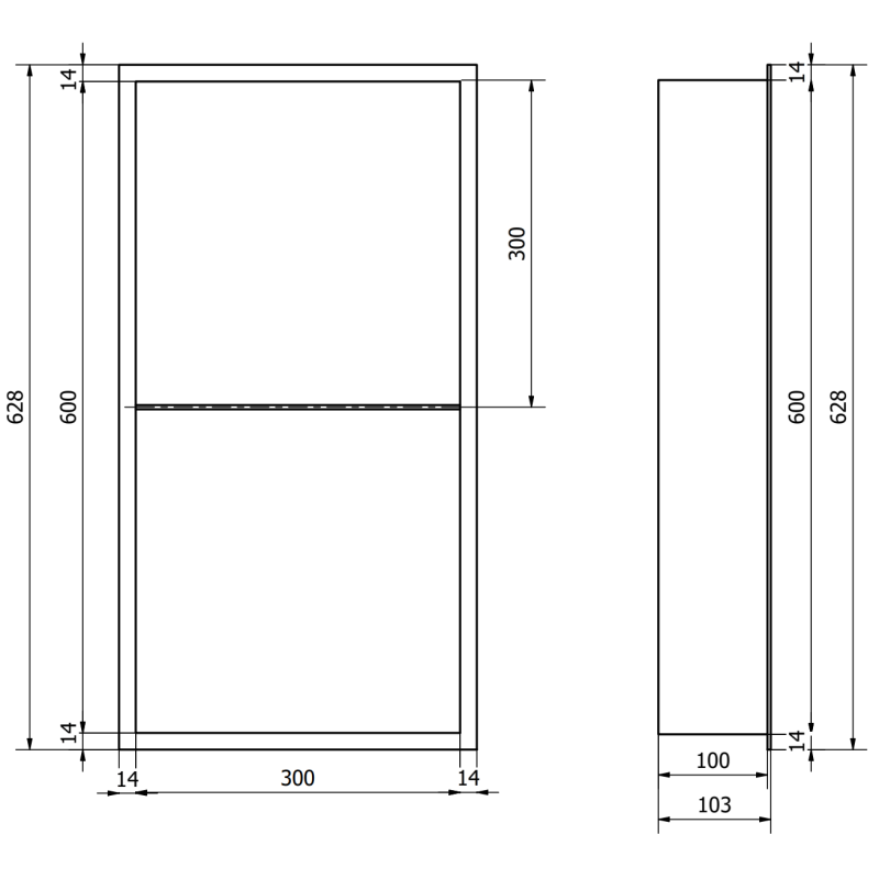 Mexen X-Wall-R нишева лавица с фланец и лавица 60 x 30 см, бяла - 1920603010S