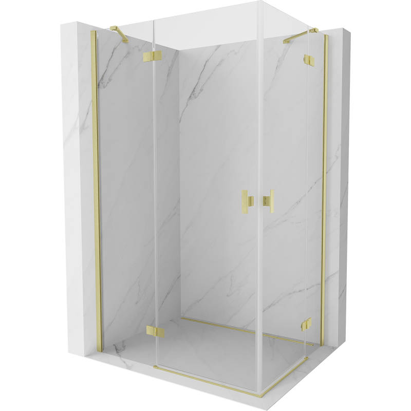 Mexen Mist H Duo врата за душ 120 x 75 см, прозрачни, златисто матирано - 8A5-120L-075P-55-00