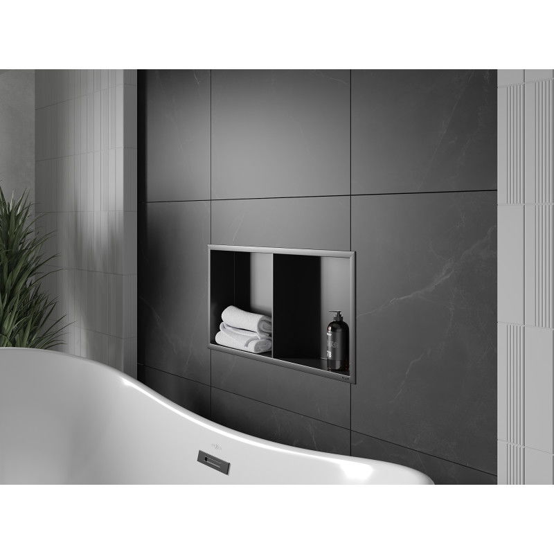 Mexen X-Wall-R нишова полица с яка и рафт 60 x 30 см, черна - 1970603010S
