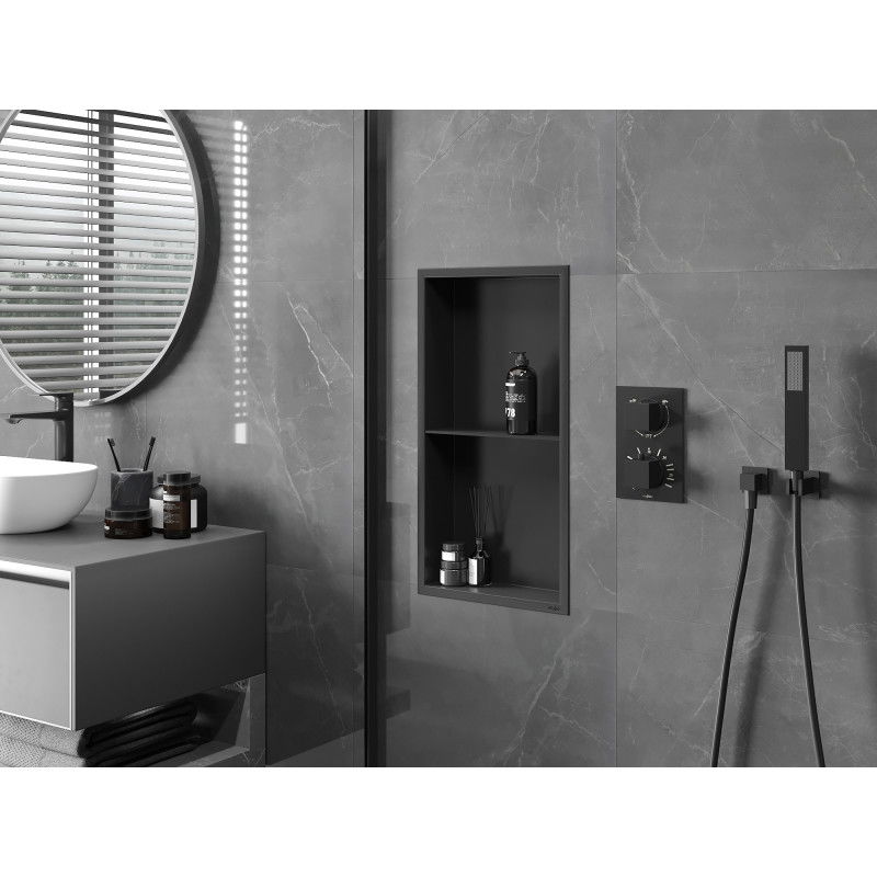 Mexen X-Wall-R нишова полица с яка и рафт 60 x 30 см, черна - 1970603010S