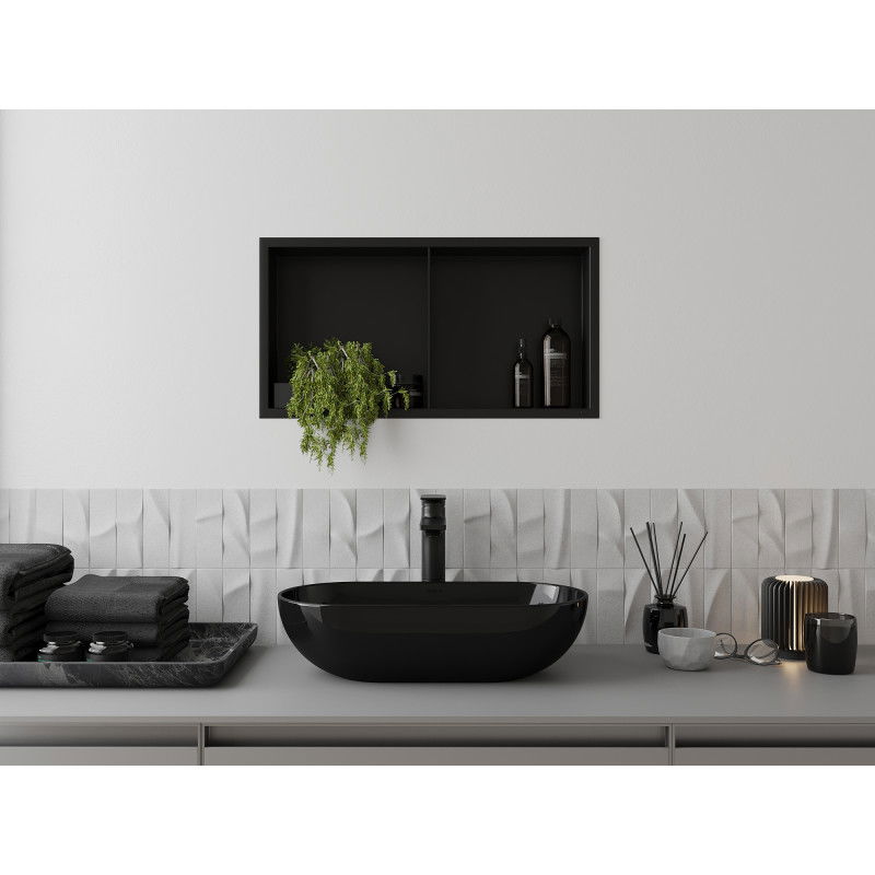 Mexen X-Wall-R нишова полица с яка и рафт 60 x 30 см, черна - 1970603010S