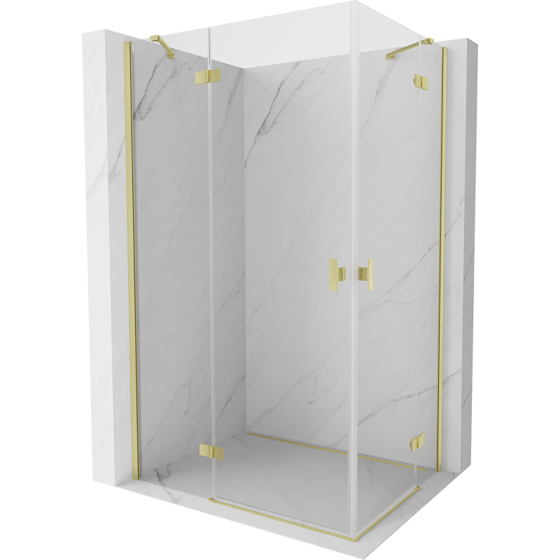 Mexen Mist H Duo душ кабина с панта 75 x 100 см, прозрачна, златна четкана - 8A5-075L-100P-55-00