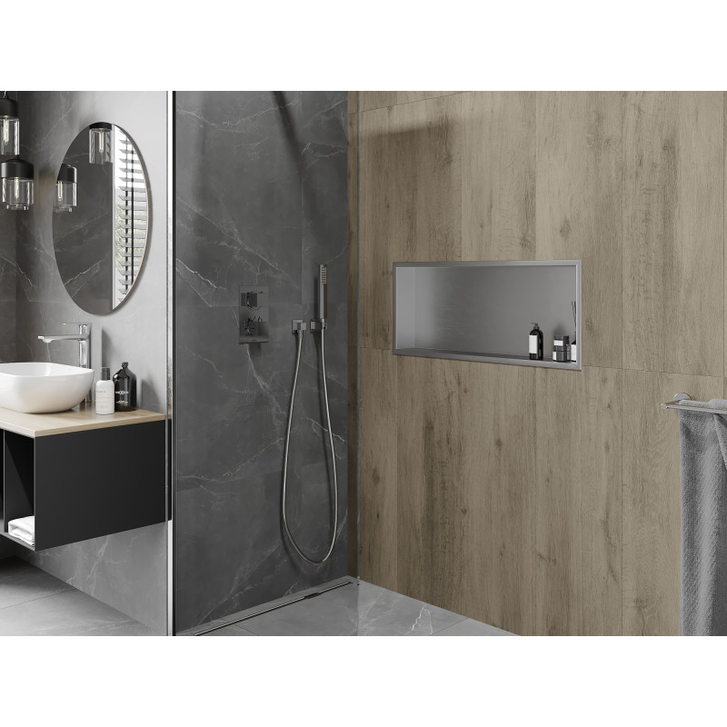 Mexen X-Wall-R нишева полица с яка 75 x 30 см, инокс - 1910753010
