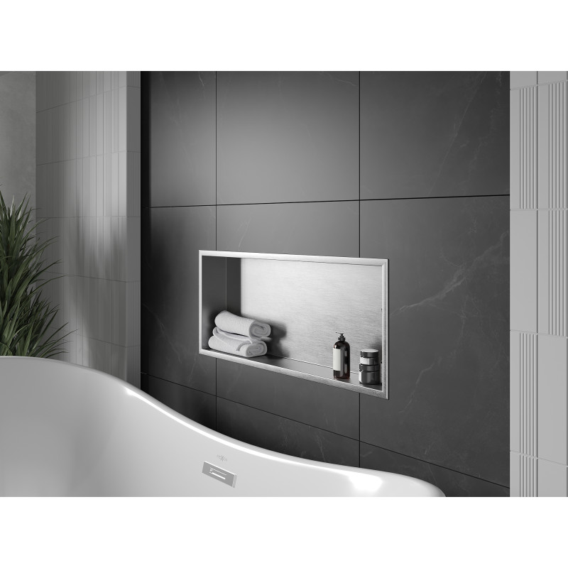 Mexen X-Wall-R нишева полица с яка 75 x 30 см, инокс - 1910753010