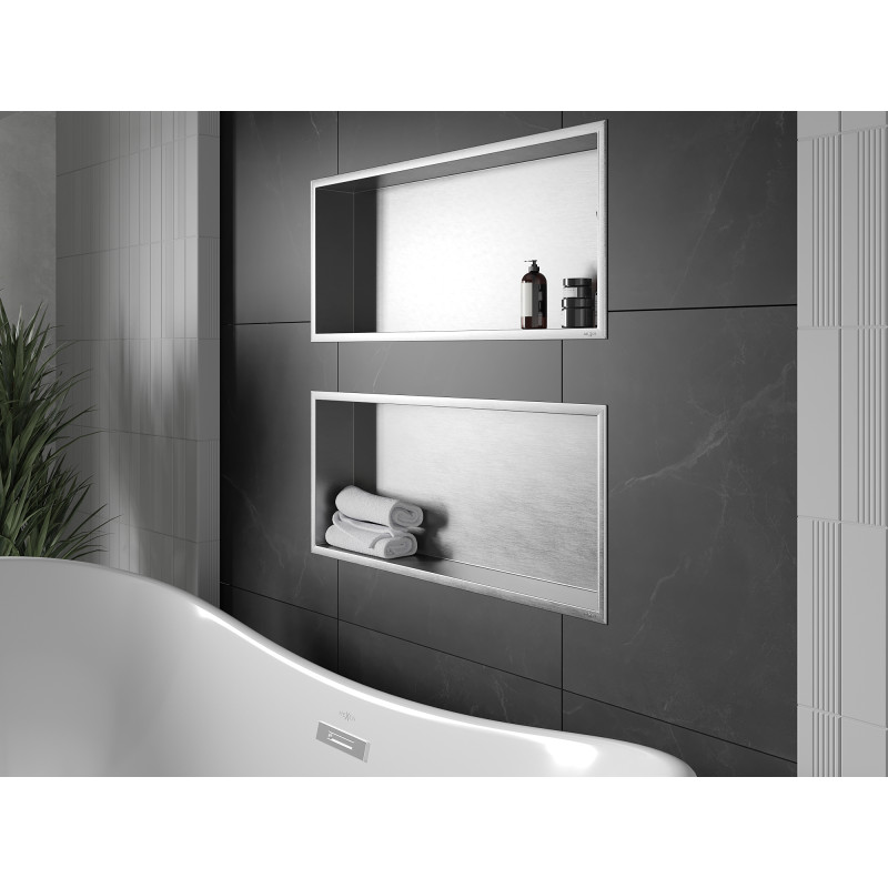 Mexen X-Wall-R нишева полица с яка 75 x 30 см, инокс - 1910753010