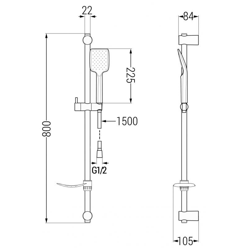 Mexen DF62 плъзгащ душ комплект, хром - 785624582-00