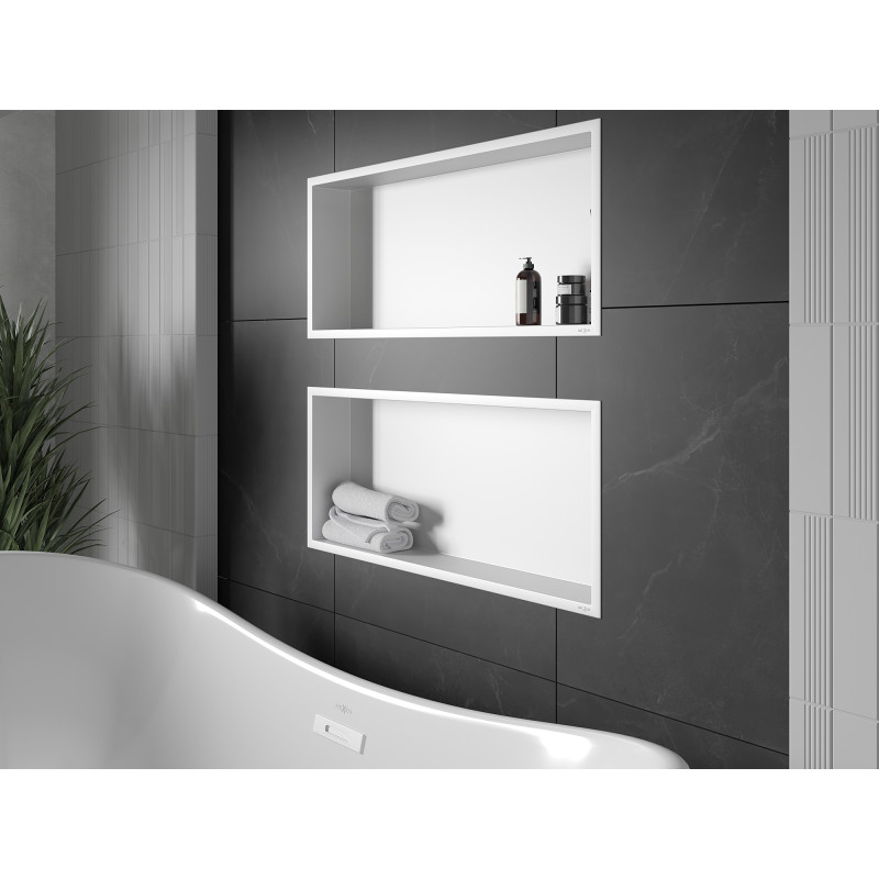 Mexen X-Wall-R вградена полица с ръб 75 x 30 см, бяла - 1920753010