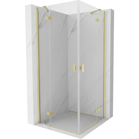 Mexen Mist H Duo отваряща се душ кабина 115 x 115 см, прозрачна, златна четкана - 8A5-115L-115P-55-00