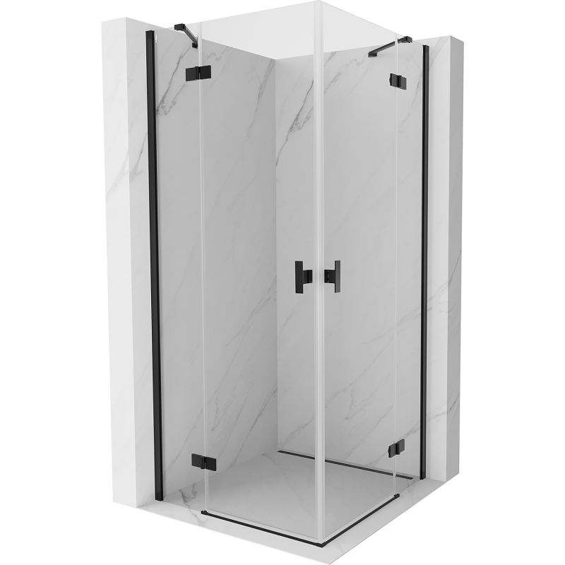 Mexen Mist H Duo врата за душ кабина 70 x 70 см, прозрачни, черни - 8A5-070L-070P-70-00