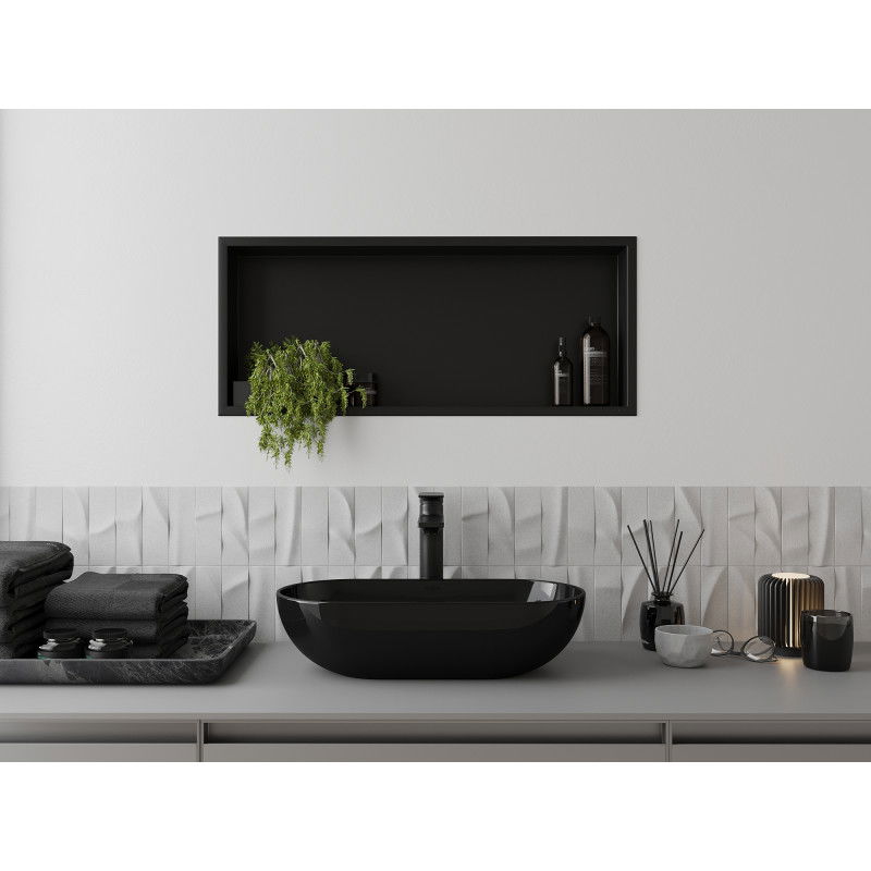 Mexen X-Wall-R вградена полица с фланец 75 x 30 см, черна - 1970753010