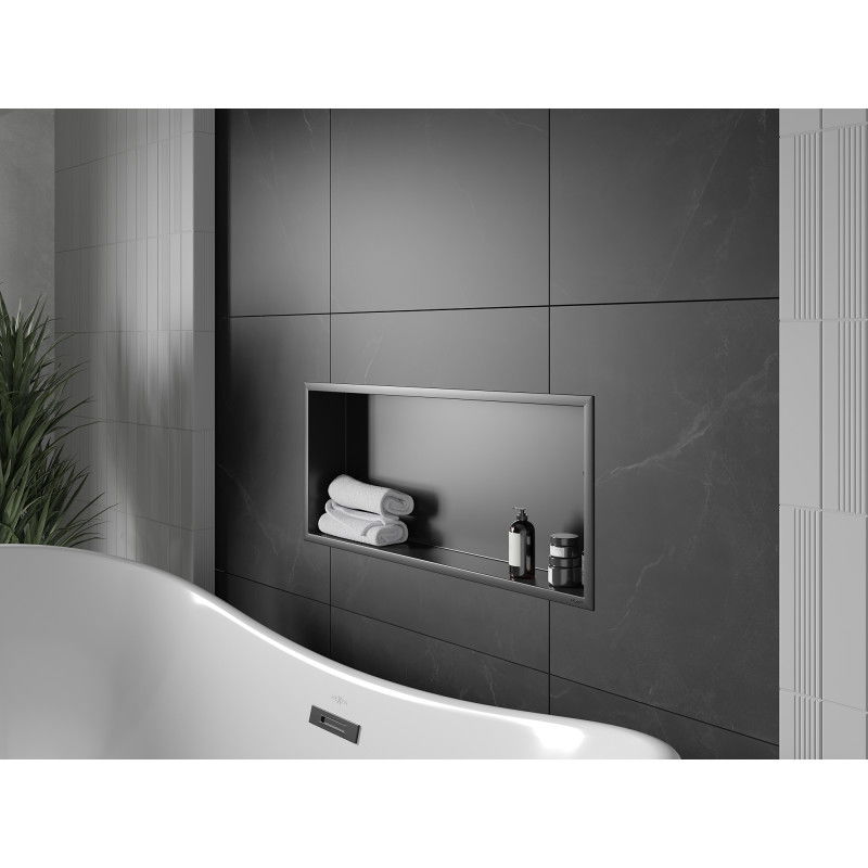 Mexen X-Wall-R вградена полица с фланец 75 x 30 см, черна - 1970753010