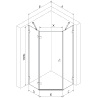 Mexen Lunar петстенна душ кабина люлееща се лява 90 x 80 см, прозрачна, матиран никел - 831-090L-080P-97-00-L