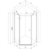 Mexen Lunar петстенна отваряема лява душ кабина 100 x 100 cm, прозрачен, матирано сиво - 831-100L-100P-66-00-L