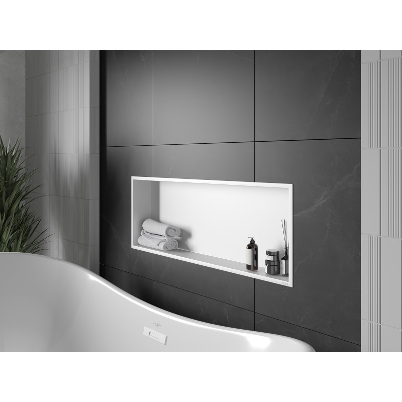 Mexen X-Wall-R вградена лавица с ръб 90 x 30 см, бяла - 1920903010