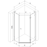 Mexen Lunar L петостенна душ кабина с панти, дясно отваряне 80 x 80 см, прозрачна, четкана мед - 831L-080P-080L-65-00-P