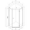 Mexen Lunar L петоъгълна душ кабина с отваряща се врата дясна 100x90 см прозрачна, канон-сивка четка - 831L-100P-090L-66-00-P