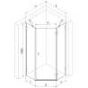 Петостенна душ кабина Mexen Lunar с врата на панти дясна 80 x 80 cm, прозрачна, матиран никел - 831-080P-080L-97-00-P