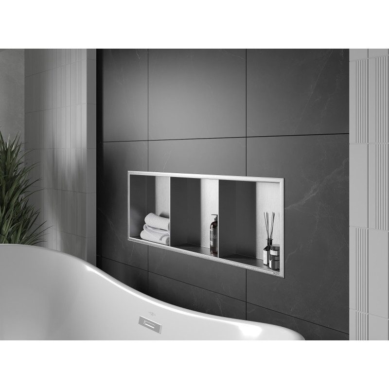 Mexen X-Wall-R вградена лавица с ръб и лавица 90 x 30 см, инокс - 1910903010S