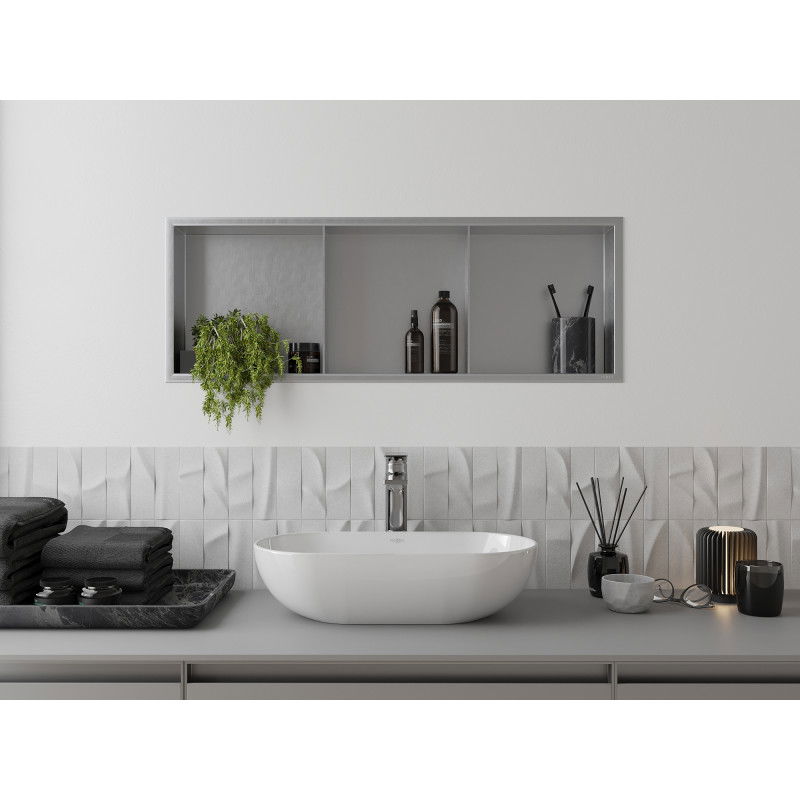 Mexen X-Wall-R нишова полица с фланец и полица 90 x 30 см, инокс - 1910903010S