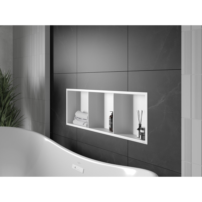 Mexen X-Wall-R вдлъбната лавица с яка и рафт 90 x 30 см, бяла - 1920903010S