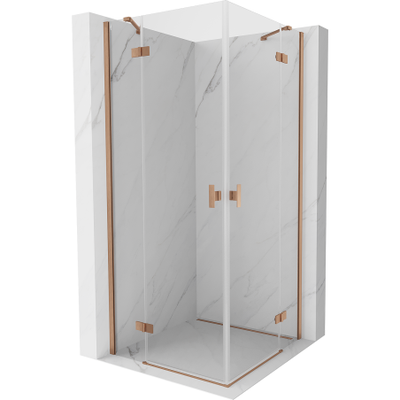 Mexen Mist H Duo душ кабина отваряема 115 x 115 см, прозрачна, четкана мед - 8A5-115L-115P-65-00