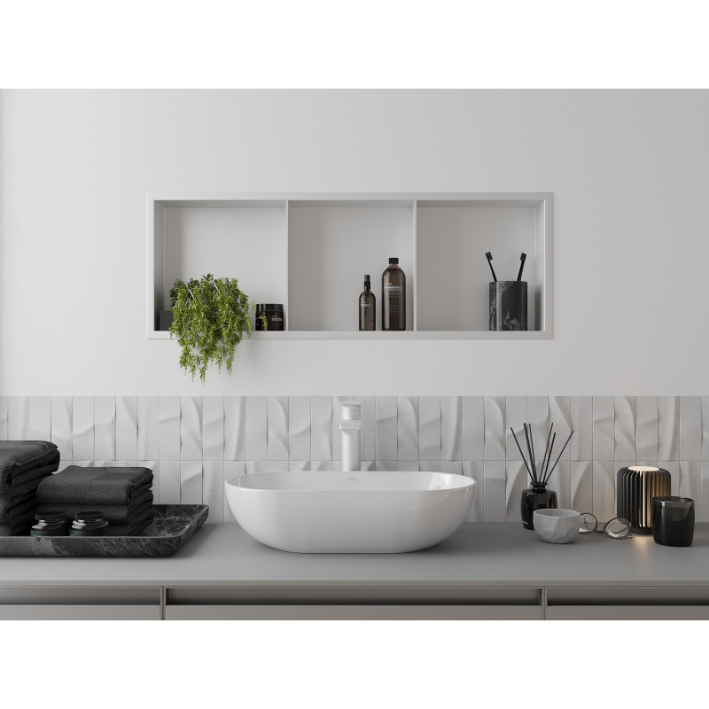 Mexen X-Wall-R вдлъбната лавица с яка и рафт 90 x 30 см, бяла - 1920903010S