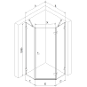Mexen Lunar петстенна душ кабина с отваряща се дясна врата 90 x 90 см, прозрачна, хром - 831-090P-090L-01-00-P