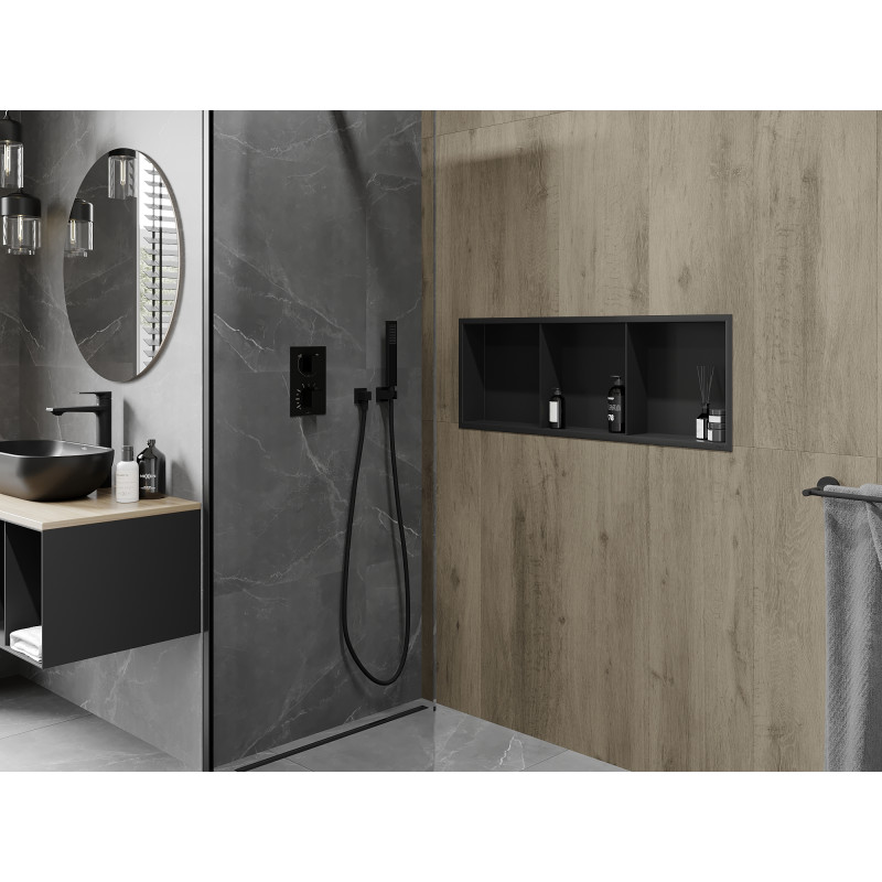 Mexen X-Wall-R нишева лавица с фланец и лавица 90 x 30 см, черна - 1970903010S