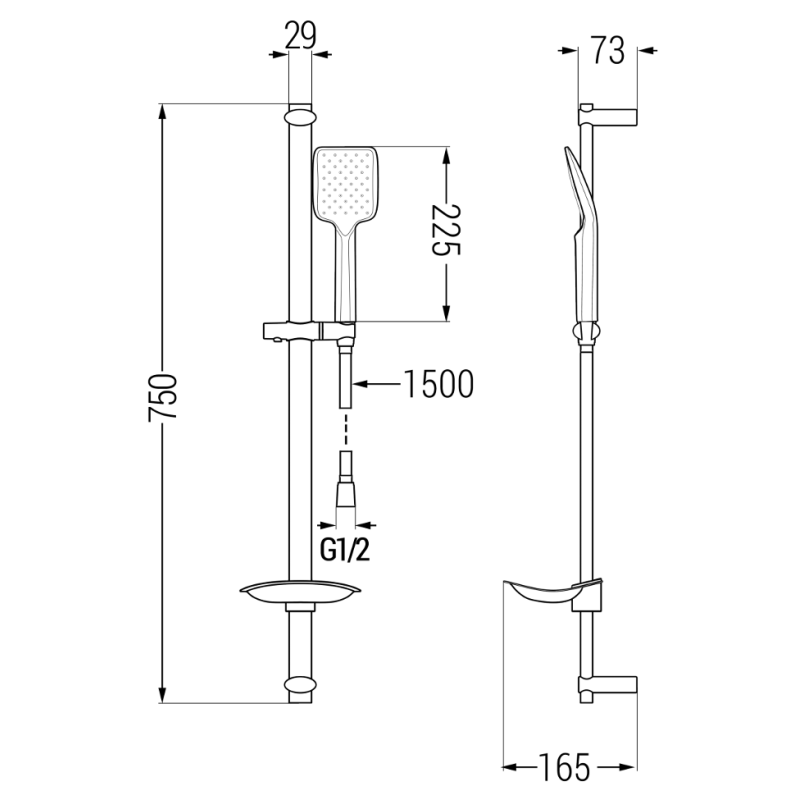 Mexen DB62 плъзгащ душ комплект, хром - 785624584-00