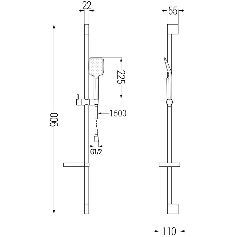 Mexen DS62 плъзгащ душ комплект, хром - 785624583-00
