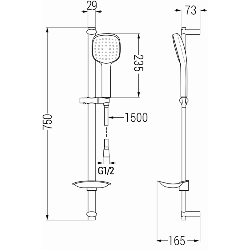 Mexen DB33 комплект плъзгащ се душ, черен - 785334584-70
