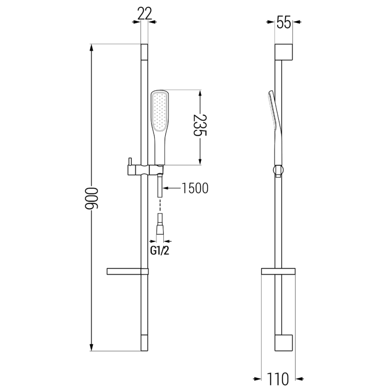 Mexen DS49 плъзгащ се душ комплект, черен/златен - 785494583-57