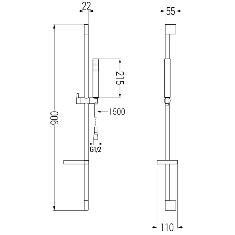 Mexen DS77 подвижен душ комплект, черен - 785774583-70