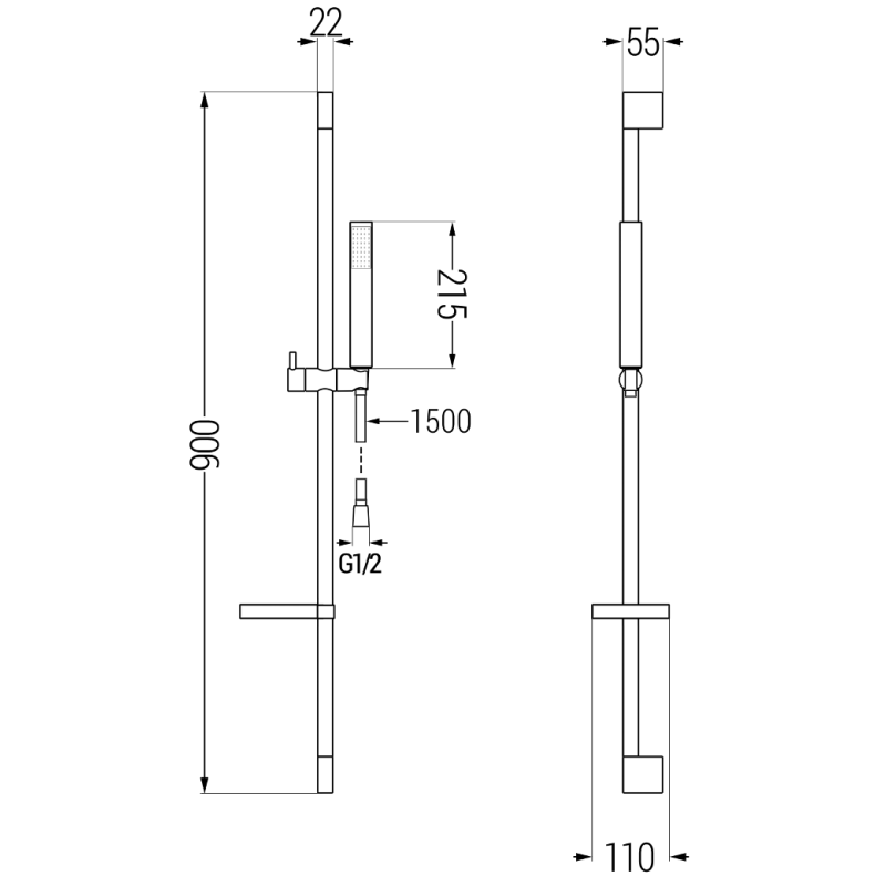 Mexen DS77 плъзгащ се душ комплект, хром - 785774583-00