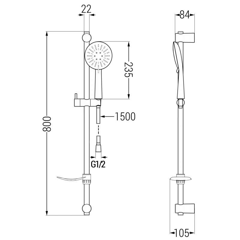 Mexen DF67 черен, плъзгащ се душ комплект - 785674582-70