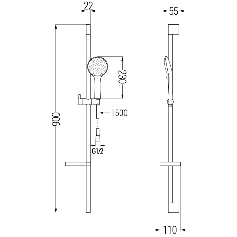 Mexen DS74 плъзгащ се душ комплект, хром - 785744583-00