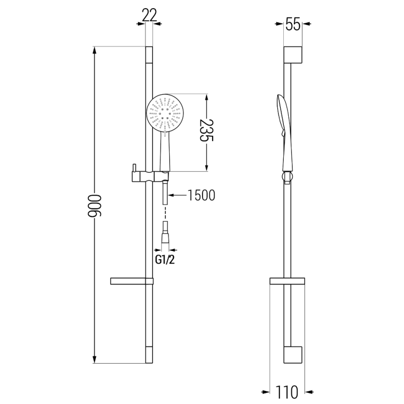 Mexen DS67 Комплект за душ с плъзгаща стойка, хром - 785674583-00