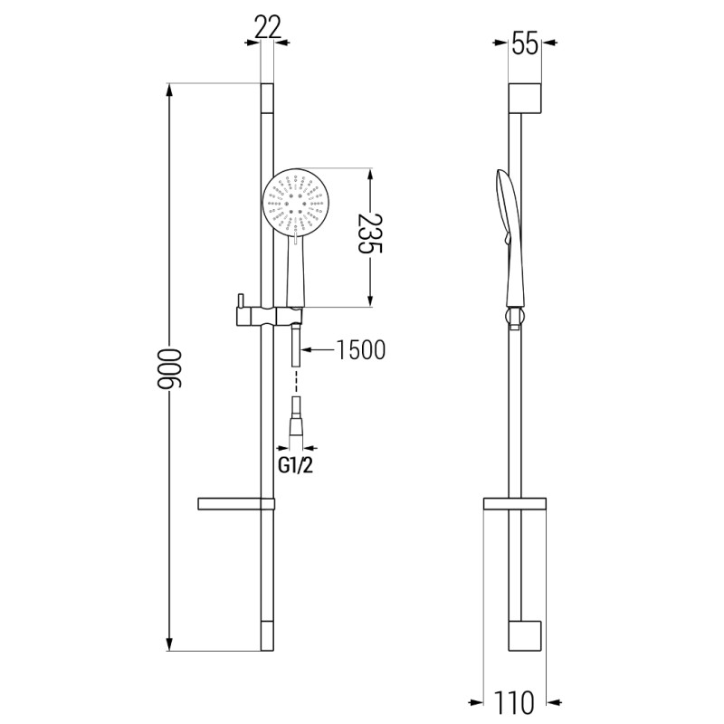 Mexen DS67 плъзгащ се душ комплект, хром - 785674583-00