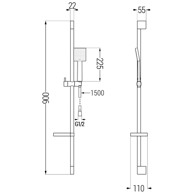 Mexen DS45 плъзгащ се душ комплект, хром - 785454583-00