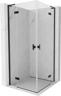 Mexen Mist-H L Duo отваряща се душ кабина 75 x 75 см, прозрачна, черна - 8A5L-075L-075P-70-00