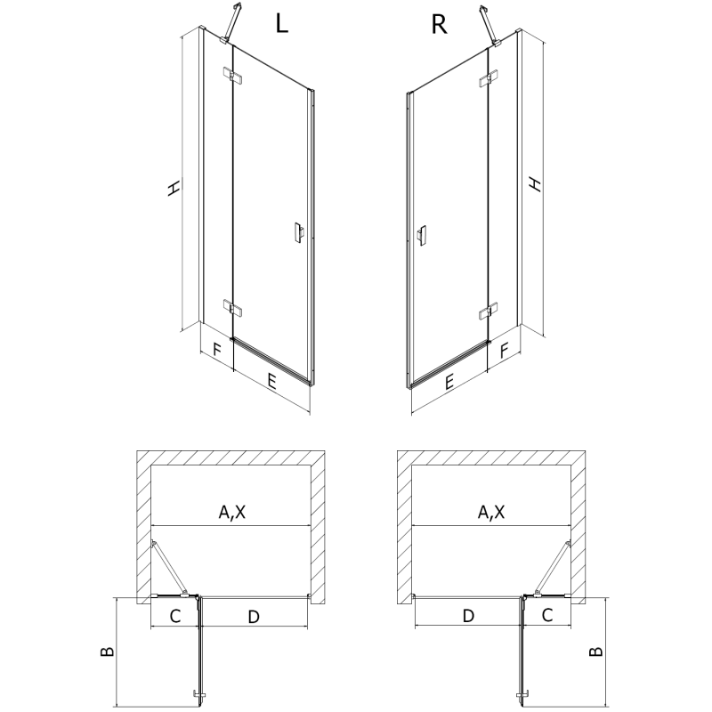 Mexen Mist-H душ врати с ляво отваряне 80 см, прозрачни, хром - 8A5-080-000-01-00-L