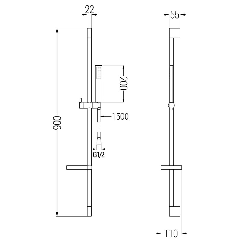 Mexen DS00 плъзгащ душ комплект, хром - 785004583-00